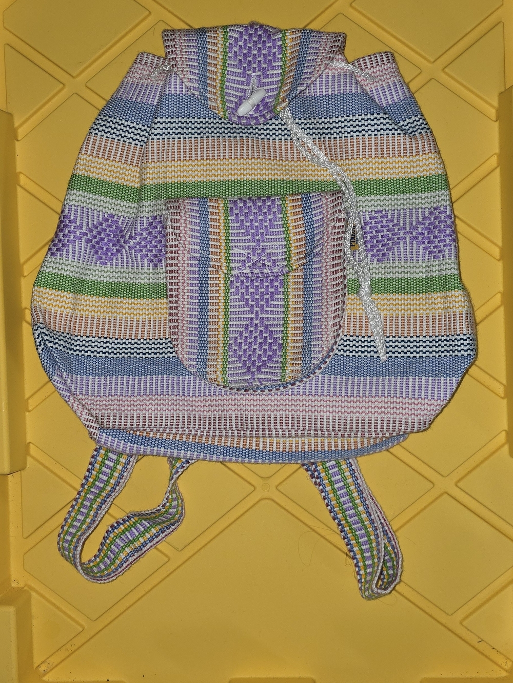 Handwoven Pastel Stripe Backpack From Mexico